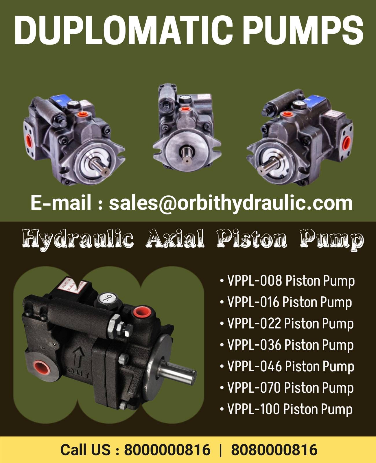 VPPL-008PCR-R00B/20N Duplomatic Hydraulics Axial Piston Pump